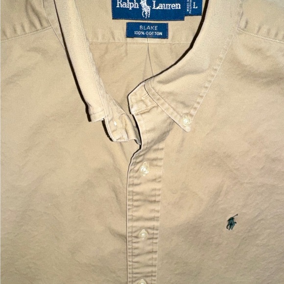 Polo by Ralph Lauren Khaki Button-Down Oxford Shirt with Embroidered Pony - Picture 2 of 3